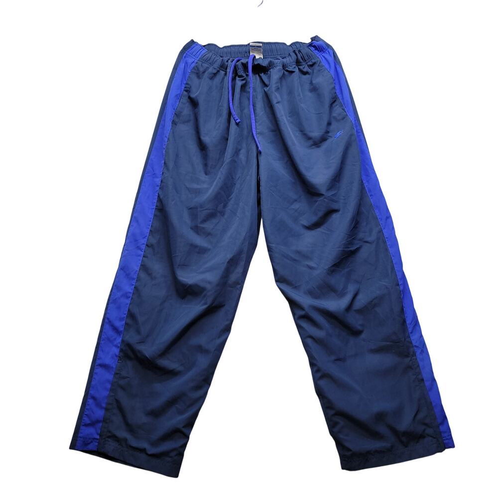 Starter Mens XL Vintage Navy Blue Track Pants Windbreaker Side Stripe Zip Leg